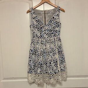 Wolven (Anthropologie) Blue and White Lace Dress (Size 2)